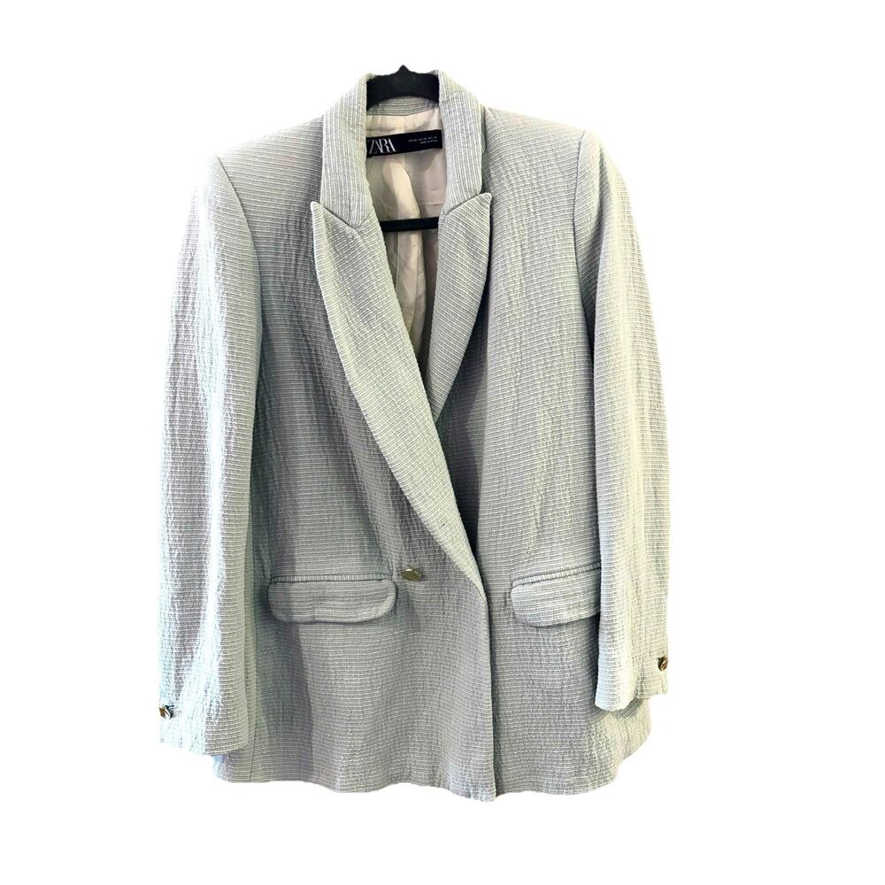 Zara Women Blazer Mint Green Lined Sz XS Coastal Grandma Light Academia